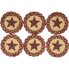 Burgundy Tan Jute Coaster Stencil Star Set of 6 - 3 of 4