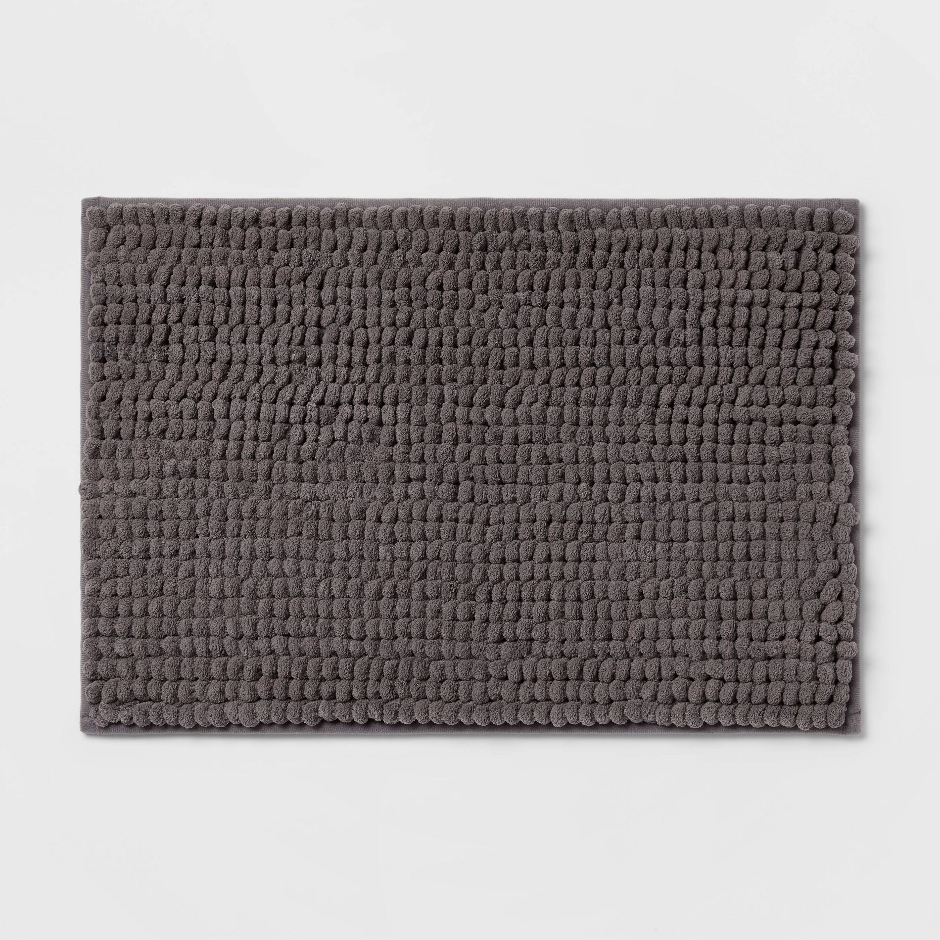 17"x24" Chunky Chenille Cushion Foam Bath Rug Dark Gray - Room Essentials™: Tufted Polyester, Machine Washable