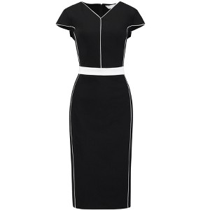 INSPIRE CHIC Women's Formal Contrast Color Cap Sleeve Work Sheath Dress - 1 of 4