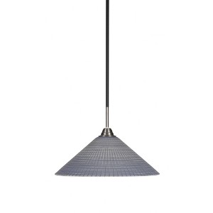 Toltec Lighting Paramount 1 - Light Pendant in  Matte Black/Brushed Nickel with 16" Gray Matrix Shade - 1 of 1