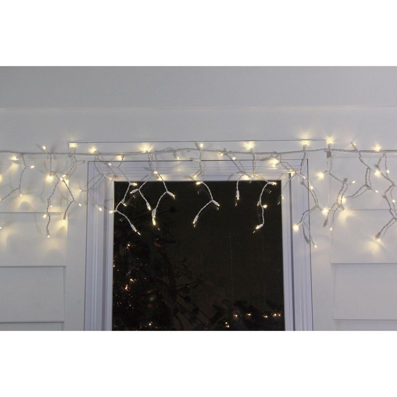 Northlight 100ct LED Wide Angle Icicle Christmas Lights Warm White - 5.5' White Wire, 2 of 4