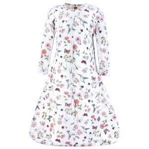 Hudson Baby Infant Girl Long Sleeve Cotton Jersey Sleeping Bag, Sack, Blanket, Hummingbird Garden - 1 of 2