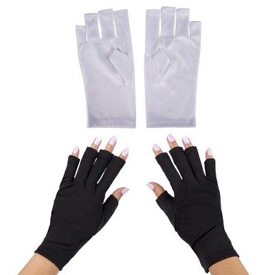 Glamlily 2 Pairs Fingerless UV Light Gloves for Gel Nail Manicures, Sun Protection, 2 Colours