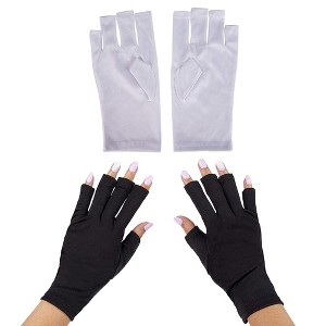 Glamlily 2 Pairs Fingerless UV Light Gloves for Gel Nail Manicures, Sun Protection, 2 Colours - 1 of 4