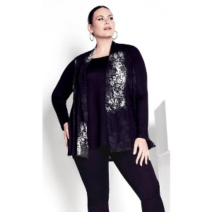 Avenue Women's Plus Size Hacci Print Duet Top - 1 of 4