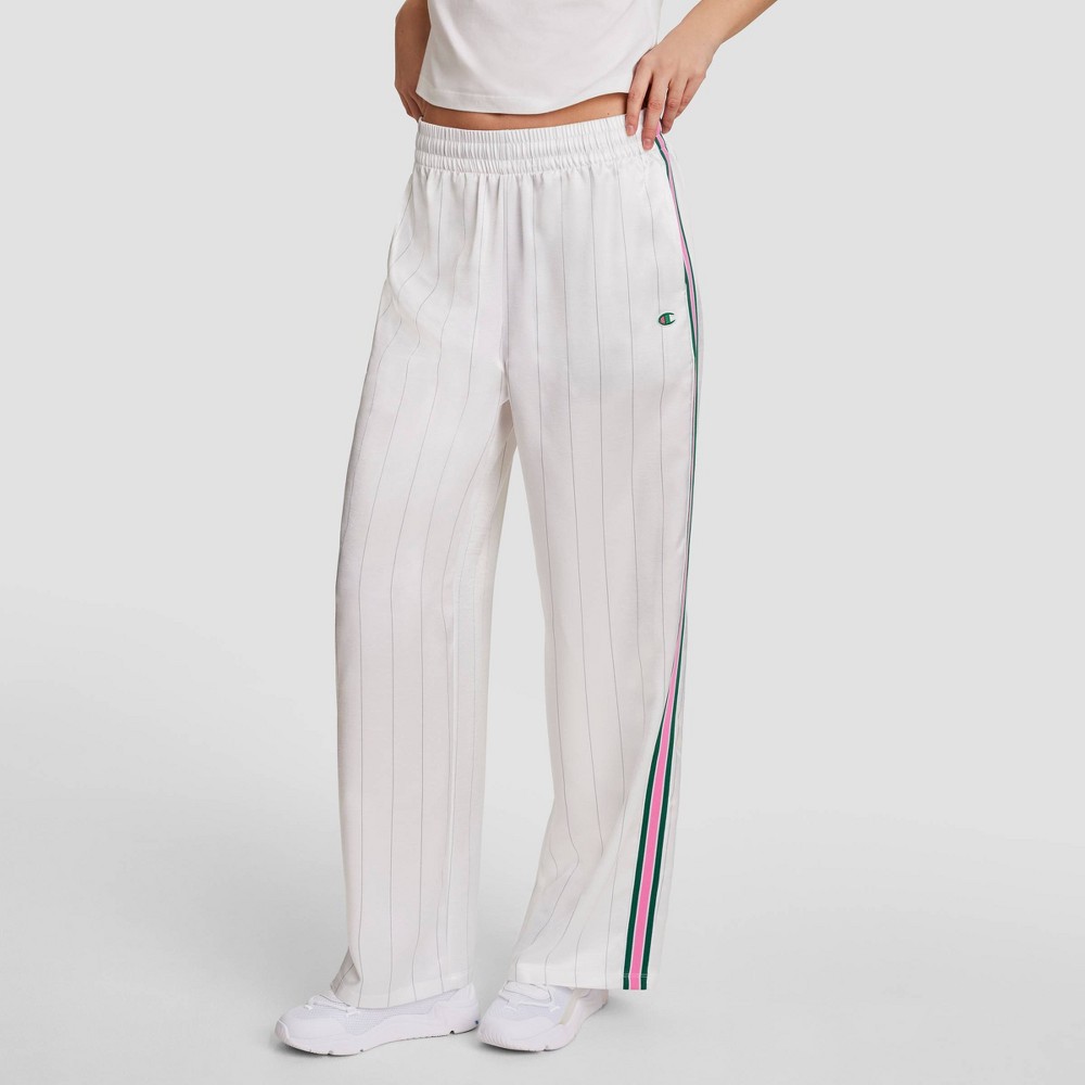 Champion Women's Game Set Match Pants - White Pinstripe XL
