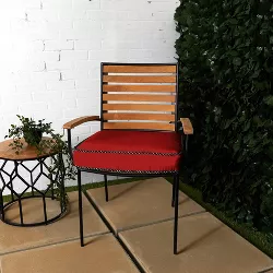 20" x 20" x 3" Sunbrella Indoor/Outdoor Braided Cord Cushion Canvas Jockey Red - Sorra Home