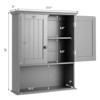 Tangkula Wall Mounted Bathroom Cabinet Medicine Cabinet Storage Organizer with 2 Doors & Adjustable Shelf Grey/White - 4 of 4