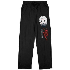 Friday the 13th Jason Mask Men's Black Sleep Pajama Pants - 1 of 2