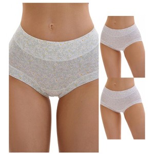 INSPIRE CHIC 3 Packs Women's Cotton Floral Printed High Waisted Full Coverage Tummy Underwear - 1 of 4