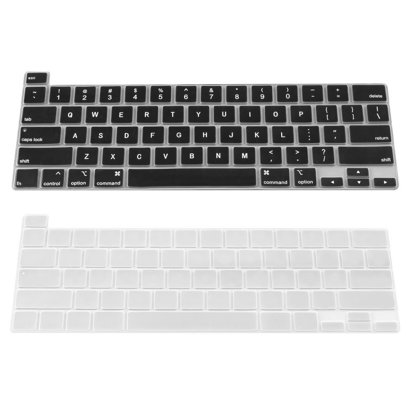 Insten 2 Pack Keyboard Cover Protector Compatible with 2020 Macbook Pro 13", Ultra Thin Silicone Skin, Tactile Feeling, Anti-Dust, Clear & Black, 4 of 10