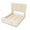 TiramisuBest Modern Queen Upholstered Wood Bed with Drawers and Gold Accents in Beige - 3 of 4