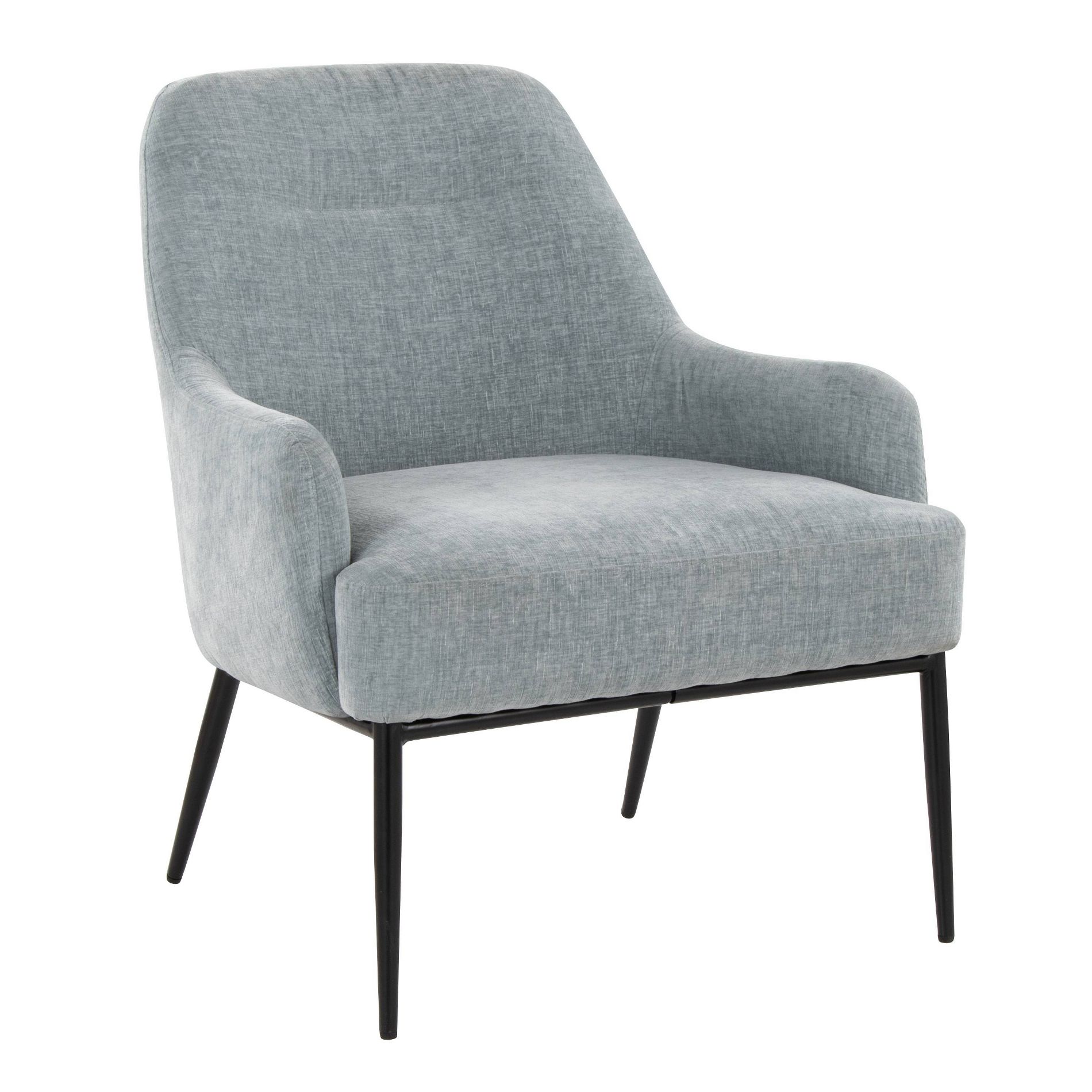 LumiSource Marcel Fabric Accent Chair Black Metal/Light Blue