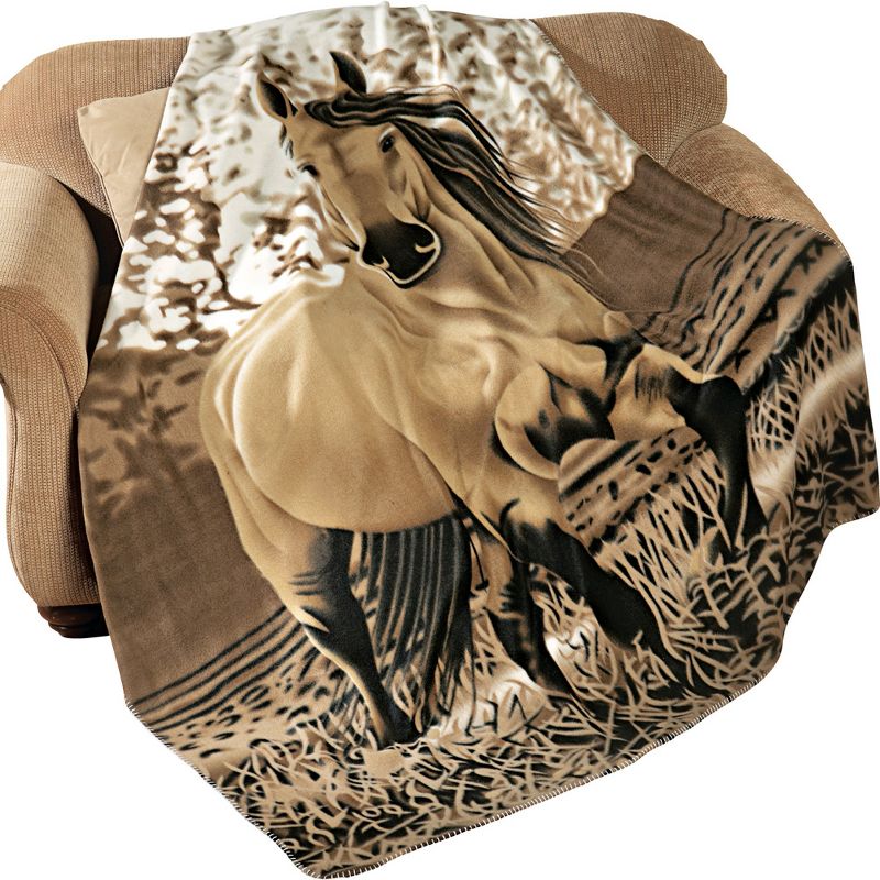 Collections Etc Western Horse Fleece Throw Blanket Standard, 1 of 3