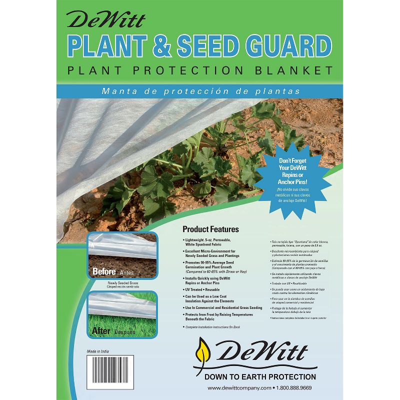 DeWitt Company DWT-SG12500 5 Ounce Plant and Seed Winter Garden Guard Cover Lightweight Fabric, 12 by 500 Feet, For Seed Germination and Seedling, 1 of 4