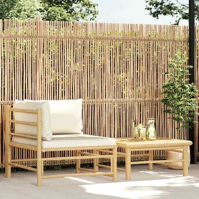 2 Piece Patio Lounge Set with  Cushions Bamboo vidaXL