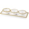 Classic Touch White Porcelain 3 Bowl Relish Dish with Gold Beaded Design - 2 of 4