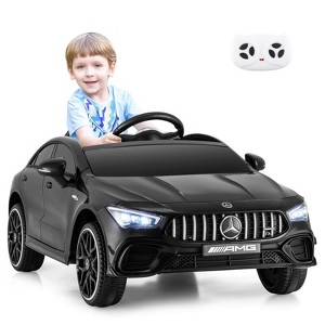 Costway 12V Kids Ride on Car w/Remote Rocking Function Transport Wheels Lights & Music White/Black - 1 of 4