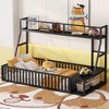 CAVINAS Twin/Full Size Kids Montessori Bed with Safety Fence,Floor Bed with Desk and Storage Shelves,Toddler bed for Bedroom,Off-White/Black - 2 of 4