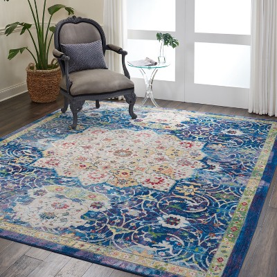 Handmade Blue Medallion Synthetic 8' x 10' Area Rug