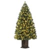 4.5 Ft Artificial Fiber Optic Christmas Tree, Pre-Lit Christmas Tree with 300 Led Lights, 8 Lighting Modes, Metal Hinges & Black Base, Green - 2 of 4