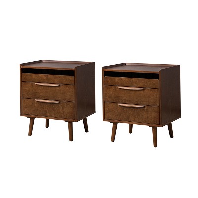 Set of 2 Janet 3 - Drawer Nightstand with a Charging Station | KARAT HOME