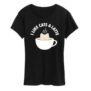 Women's - Instant Message - I Like Cats A Latte Short Sleeve Graphic T-Shirt - 1 of 4