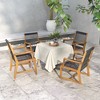 Tangkula Patio 4PCS Acacia Wood Dining Chairs All-Weather Rope Woven Armchairs Outdoor - 4 of 4
