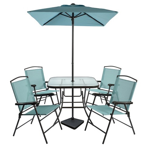 7pc Metal Folding Patio Dining Set Turquoise Threshold Target