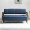 GDFStudio Olive Faux Leather Upholstered Tufted 57.9" Loveseat with Golden Metal Arms - 2 of 4