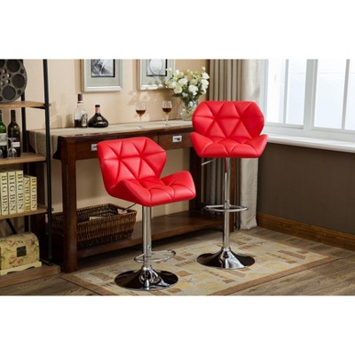 NicBex Bar Stools Set of 2 Adjustable Faux Leather Swivel Counter Stool, Dining Chair with Diamond Tufted Seat for Bar, Kitchen