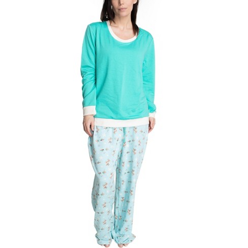 Hanes Womens Holiday Hibernation Pajama Set, Green/holiday Dogs