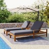 Modern Outdoor Patio Chaise Lounge,Fabric Cushion Reclining Patio Garden Chair,Acacia Wooden Chaise Lounge with Adjustable Backrest-Coolbibila - 2 of 4