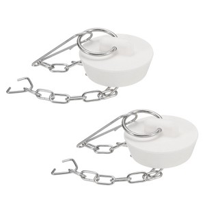 Unique Bargains Rubber Stainless Steel Beaded Chain with Pull Ring Drain Stoppers 2 Pcs - 1 of 4