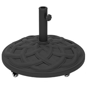 Aghana Digitals 44 lbs Resin-Concrete Patio Umbrella Base with Wheels, Rustic Woven Design, Fits - 1 of 4