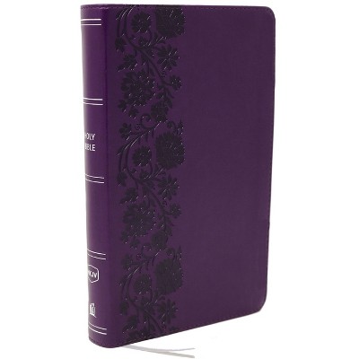 NKJV Giant Print End-Of-Verse Reference Bible, Purple Leathersoft, Red Letter, Comfort Print - by  Thomas Nelson (Leather Bound)