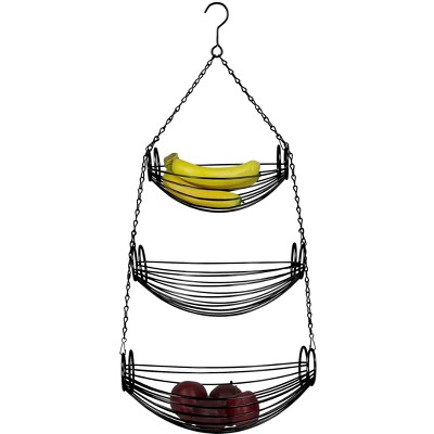 Home Basics 3-Tier Black Oval Hanging Basket