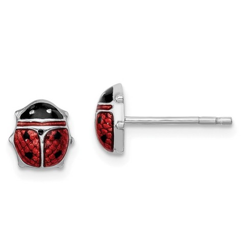 Black Bow Jewelry 7mm Red Ladybug Post Earrings in Sterling Silver and Enamel - image 1 of 3