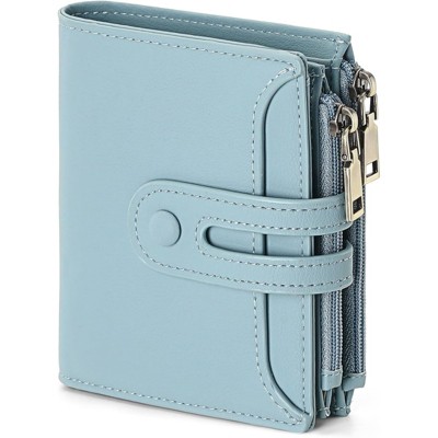 BEAFUP Women’s Wallet-Compact RFID Blocking Bifold Wallet for Women - Zipper Pocket, 14 Card Slots, Slim Design for Everyday Carry, Travel,Blue