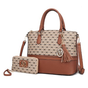 MKF Collection Saylor Circular M Emblem Print Women’s Tote Bag with Wallet by Mia K - 1 of 4