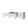 Chic Crate-Modern White Media Console – Faux Marble TV Stand w/ Silver-tone Legs, Sleek Living Room Furniture (White) - 3 of 4