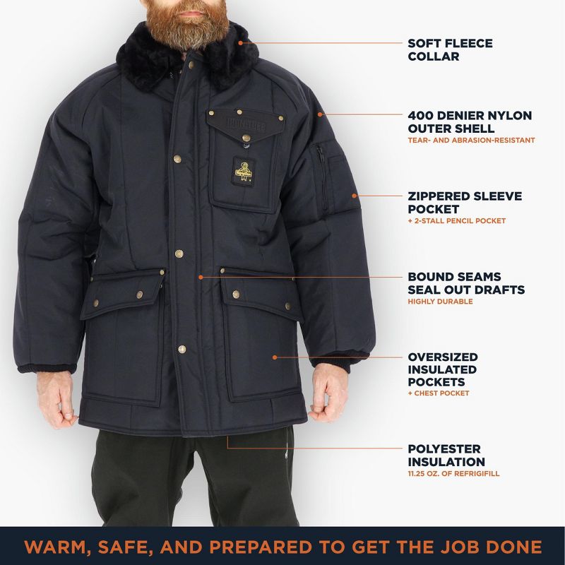 RefrigiWear Mens Insulated Iron-Tuff Siberian Workwear Jacket with Fleece Collar, 4 of 8