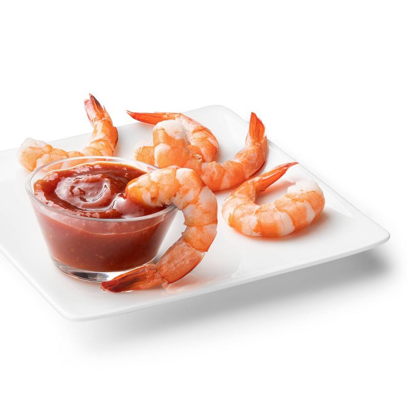 Peeled &#38; Deveined Tail On Cooked Shrimp with Cocktail Sauce - Frozen - 16oz - Good &#38; Gather&#8482;, 3 of 5