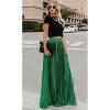 Women's High Waist Maxi Skirt, Flowy Pleated Chiffon Long Skirt Green - 2 of 4
