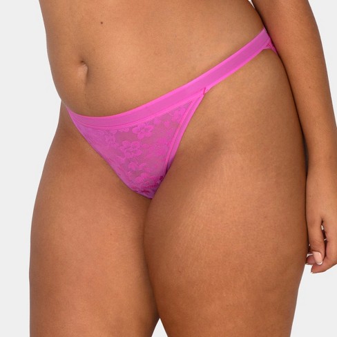 Curvy Couture Women's Plus Size No-show Lace String Bikini Panty Flirt L :  Target