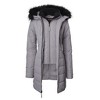 Sportoli Women Quilted Down Alternative Winter Puffer Jacket Coat Faux Fur Trim Hood - 3 of 4