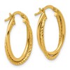 Black Bow Jewelry 3mm x 23mm (7/8 Inch) 14k Yellow Gold Double Oval Hoop Earrings - 3 of 4