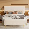 2 Pieces Bedroom Sets, Queen Size Upholstered Bed, Modern Footstool With Storage-Cuddlewood - 3 of 4