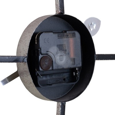 Vintage Industrial 24" Round Metal and Wood Wall Clock