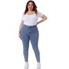 Agnes Orinda Women's Plus Size Mid Rise Stretch Washed Skinny Denim Jeans - 3 of 4